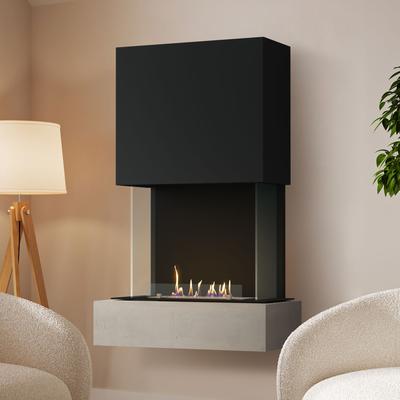 muenkel design Como [moderner Design Ethanolkamin]: Concrete (Betonoptik) - Haube schwarz-grau - safety burner 450 Image