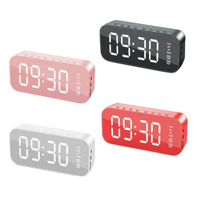Réveil numérique sans fil avec écran miroir LED montre de table Bluetooth 5.0 MP3 haut-parleur