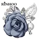Rinhoo – broche de luxe grande fleur pour femmes en tissu fait à la main imitation perle Rose