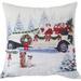 Violet Linen Seasonal Christmas Santa Claus Actions Pattern, 18 Inch x 18 Inch, Square, Decorative Accent Throw Pillow