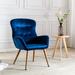 Modern Tufted Button Wingback Vanity Chair with Arms Upholstered, Tall Back Desk Chair with Metal Legs