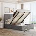 Full Size Upholstered Solid Wood Platform Bed with Hydraulic Hidden Storage System