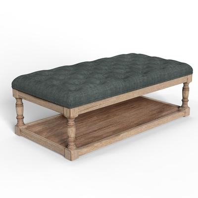 Tubbs 48-inch Tufted Cocktail Shelved Ottoman