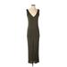 Barneys New York Casual Dress - Slip dress: Green Solid Dresses - Women's Size 1