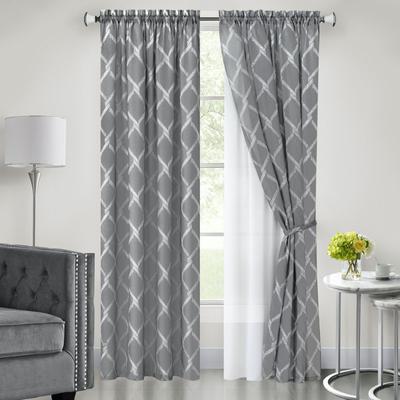 Wide Width Bombay Double Layered Rod Pocket Window Curtain Panel by Achim Home Décor in Grey (Size 52