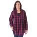 Plus Size Women's Layered Look Pintucked Tunic by Woman Within in Raspberry Small Buffalo Plaid (Size 1X)