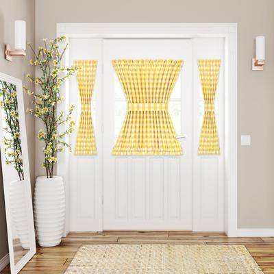 Wide Width Buffalo Check Rod Pocket Door Panel And Tieback by Achim Home Décor in Yellow (Size 54
