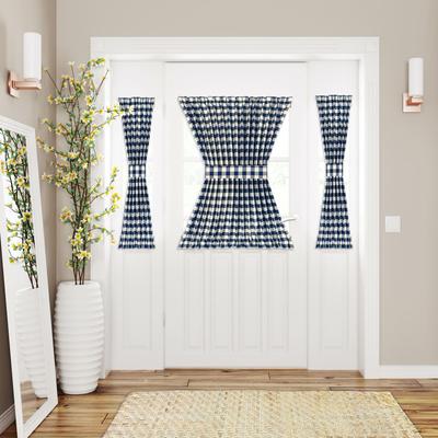 Wide Width Buffalo Check Rod Pocket Door Panel And Tieback by Achim Home Décor in Navy (Size 25