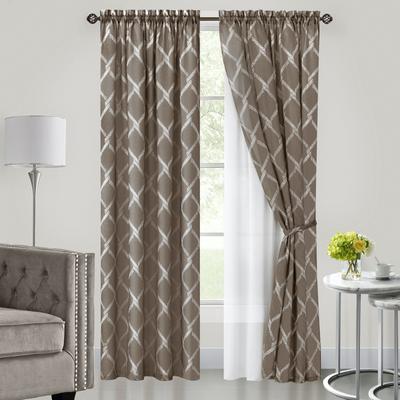 Wide Width Bombay Double Layered Rod Pocket Window Curtain Panel by Achim Home Décor in Brown (Size 52