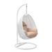 LeisureMod White Wicker Hanging Egg Swing Chair in Beige - LeisureMod ESCW-40BG