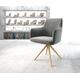 DELIFE Drehstuhl Greg-Flex Samt Grau Holzgestell konisch 180° drehbar, Esszimmerstühle