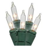 Vickerman 10011 - 100 Light 9' Green Wire Clear Icicle Light Christmas Light String Set with 5.5" Drop Spacing (W6G4301)