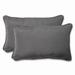 Pillow Perfect Rectangular Throw Pillow with Charcoal Sunbrella Fabric (Set of 2)