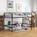 Sturdy and Durable Metal Loft Bed , Twin Size High Loft Bed with Full-length Guardrails and Ladder, Easy Assembly