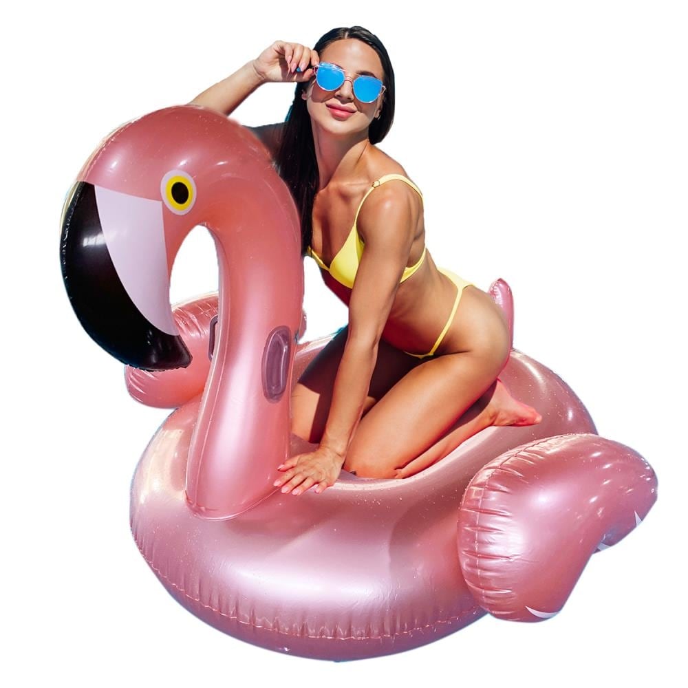 Dimple Giant Inflatable Luxurious Flamingo Pool Float Toy, Fun Beach Floaties, Swim Party Toys for Adults & Kids (Rose Gold)