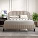 Red Barrel Studio® King Platform Bed Upholstered/Metal/Linen in White/Brown | Queen | Wayfair 849098AD982B4ADBA5E784AFDD7A73E6