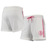 "Women's Lusso White/Pink Brooklyn Nets Melody Cuffed Tri-Blend Shorts"