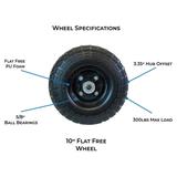 RealWork 2PK 10" Flat Free Replacement Wheel for Garden Equipment