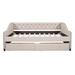 Full Size Upholstered Daybed with Two Drawers, Wood Slat Support