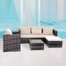 4 Pieces Outdoor Wicker Reversible Patio Sectional Sofa Set with Cushions