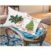 Violet Linen Embroidered Merry Christmas With Applique Christmas Tree Holly & Berries Pattern Decorative Cushion Cover