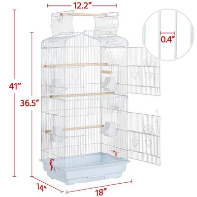Topeakmart White Open Top Metal Bird Cage, 41" H