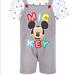 Disney Matching Sets | Disney Baby Boys 2-Pc. Mickey Mouse Shortall & Printed T-Shirt Set | Color: Gray | Size: 0-3mb