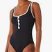 Kate Spade Swim | Kate Spade Piqu Square-Neck One-Piece Sm $145 | Color: Blue | Size: S