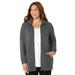 Plus Size Women's Quilted Knit Jacket by Catherines in Dark Heather Grey (Size 0X)