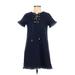 J.O.A. Los Angeles Casual Dress - Shift: Blue Print Dresses - Women's Size X-Small