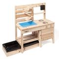 Hooga Wooden Toy Mud Kitchen for Kids and Toddlers, 3 in 1 Toy Kitchen with Sandpit, Water and Sand Mill, Garden and Outdoor Wet & Dry Activities, Kids Outdoor Kitchen Pretend to Play for Kids