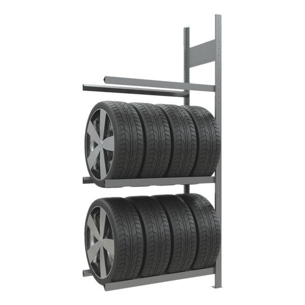 SCHULTE Lagertechnik Räder-/Reifenregal Anbauregal 200 x 120 x 40 cm silber, 120x200x40 cm Image