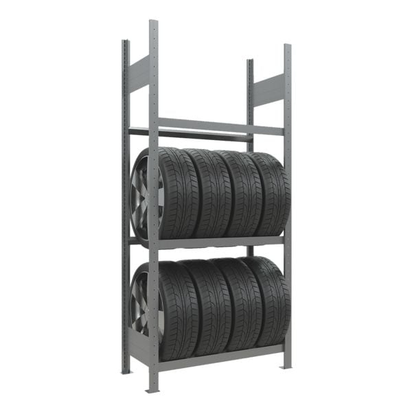 SCHULTE Lagertechnik Räder-/Reifenregal Grundregal 275 x 90 x 40 cm silber, 90x275x40 cm Image