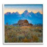 Stupell Industries Countryside Farm Pasture Barn Bold Blue Sunset 12.0 H x 12.0 W x 1.5 D in brownWood in White Framed | 12" W x 12" H | Wayfair