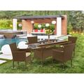 Bay Isle Home™ Midwest 4 Piece Outdoor Dining Set w/ Cushions Glass in Brown | 34.25 H x 36.02 W x 60.04 D in | Wayfair