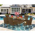Bay Isle Home™ Albin 7 Piece Outdoor Dining Set w/ Cushions Glass in Brown | 34.25 H x 36.02 W x 60.04 D in | Wayfair
