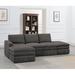 Black/Brown Sectional - Ebern Designs Suldan 111" Wide Reversible Modular Corner Sectional w/ Ottoman Microfiber/Microsuede | Wayfair