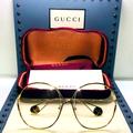 Gucci Accessories | Clear/Gold Ship Same Day Women's Gg0362 001 57-18-135 Sunglasses | Color: Gold | Size: Os