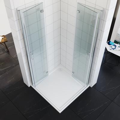 Duschkabine Eckeinstieg Faltbar 180º Falttür Dusche Duschabtrennung 6mm nano Glas H:195cm 90x80cm