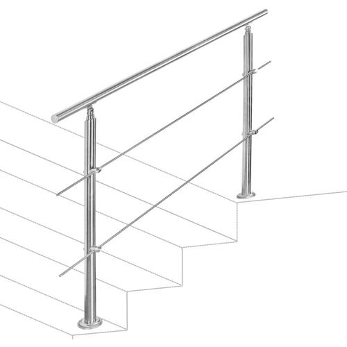 Treppengeländer 150cm 2 Querstreben Edelstahl Geländer und Handläufe Balkongeländer Aufmontage