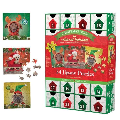 Puzzle Adventskalender - 1200 Teile Christmas Dogs