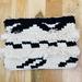Anthropologie Bags | New Anthropologie Black White Tribal Fringe Tassel Boho Clutch Zipper Pouch Bag | Color: Black/Cream | Size: Os