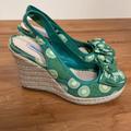 American Eagle Outfitters Shoes | 3/$15***American Eagle Green Mandala Sling-Back Espadrilles | Color: Green/White | Size: 7.5