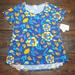 Lularoe Tops | Lularoe Classic T, Size Small, Blue With Colorful Floral Print | Color: Blue/Yellow | Size: S