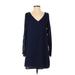 Everly Casual Dress - Shift: Blue Solid Dresses - Women's Size Small