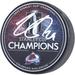 Nathan MacKinnon Colorado Avalanche Autographed 2022 Stanley Cup Champions Hockey Puck