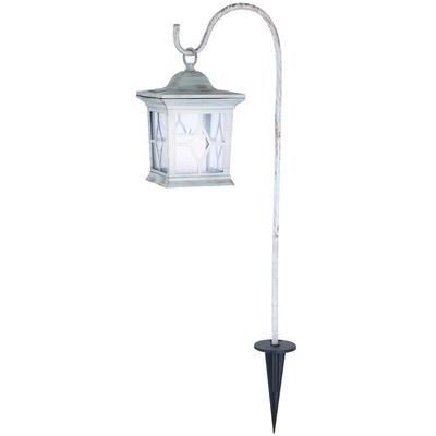 Globo - led Solar Erdspießleuchte mit aufgehängter Laterne, Weiß Höhe 68cm Image