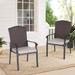 Patio Rattan Wicker Fixed Armrest Dining Chair with Cushion，Set of 2/4/6