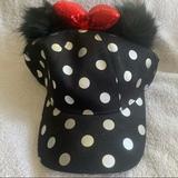 Disney Accessories | Disney Parks Minnie Mouse Ears Pom Pom Ears Baseball Hat | Color: Black/Red | Size: Os