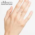 E-manco – bague géométrique en acier inoxydable pour femme anneau ajouré de couleur or Rose taille